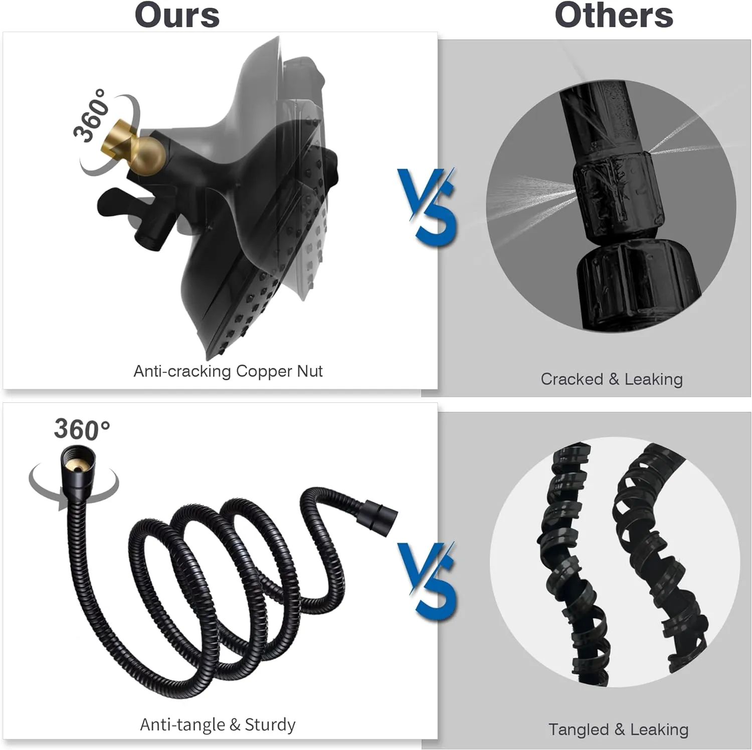 Shower Head with Handheld High Pressure: 2-IN-1 Shower Head with 7.2" Rainfall Shower & Handheld Shower Head with Hose Black, Shower Trim Systems