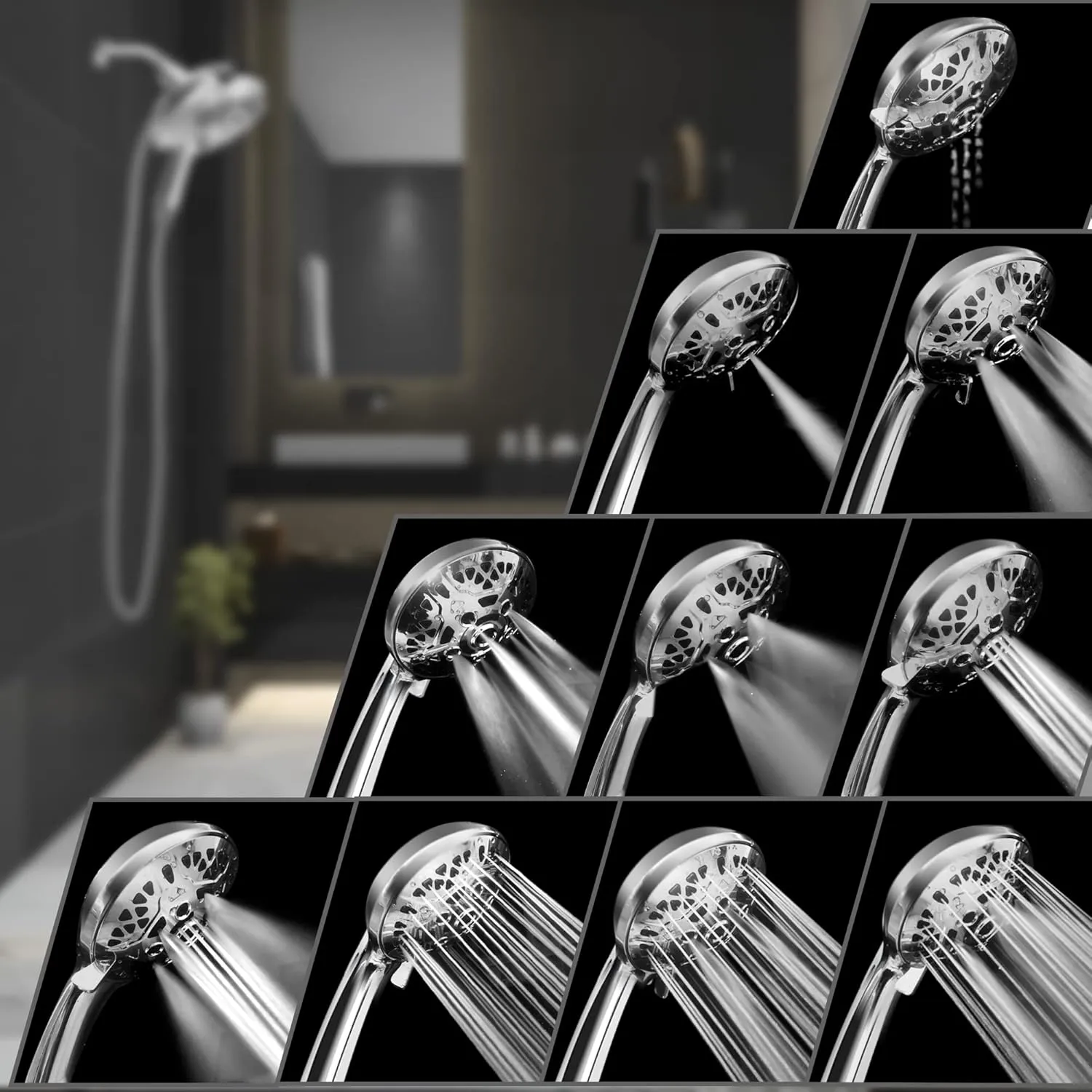 Shower Head with Handheld High Pressure: INAVAMZ Hand Held Shower Head & Rain Shower Head 2-IN-1 Shower Head with 59" Rotatable Stainless Steel Hose, Shower Trim Systems