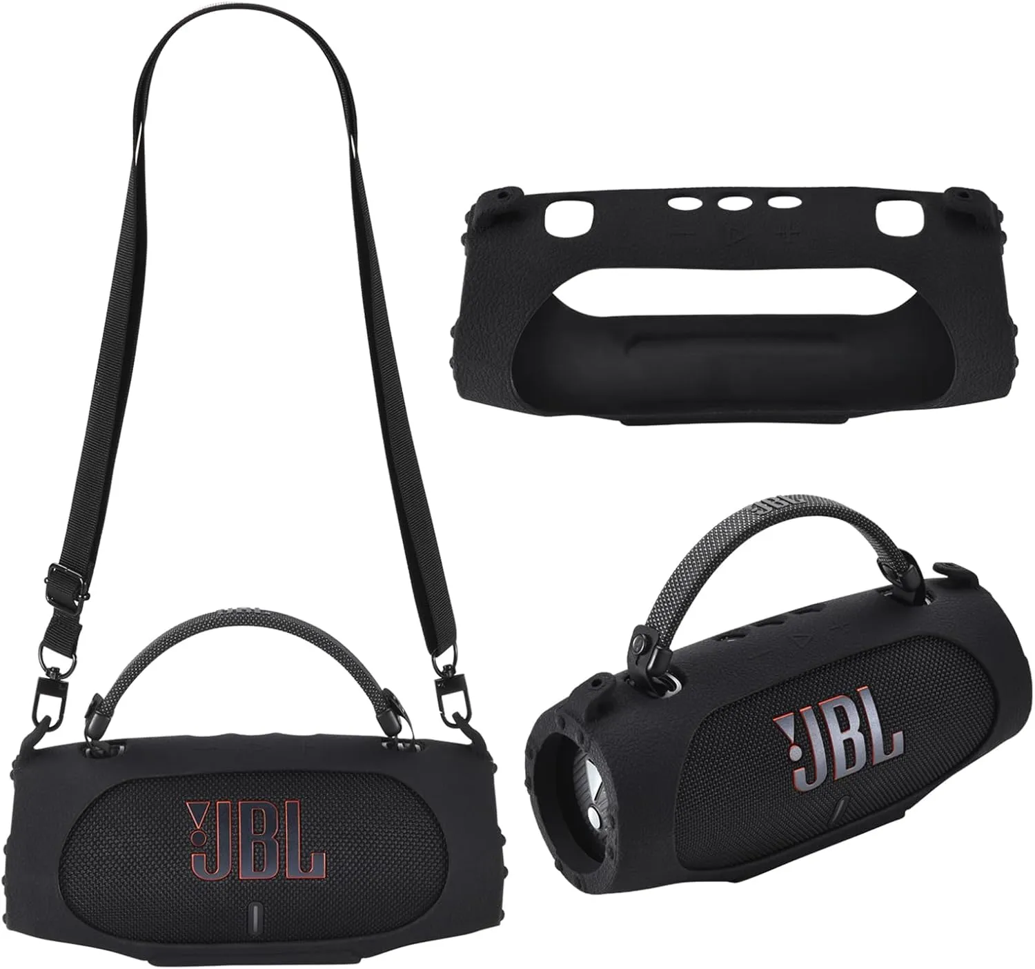 Silicone Cover Case for JBL Charge 6 - Portable Waterproof & Drop-Proof Bluetooth Speaker,for JBL Charge 6 Travel Carrying Skin Protective Shoulder Bag Accessories,Black