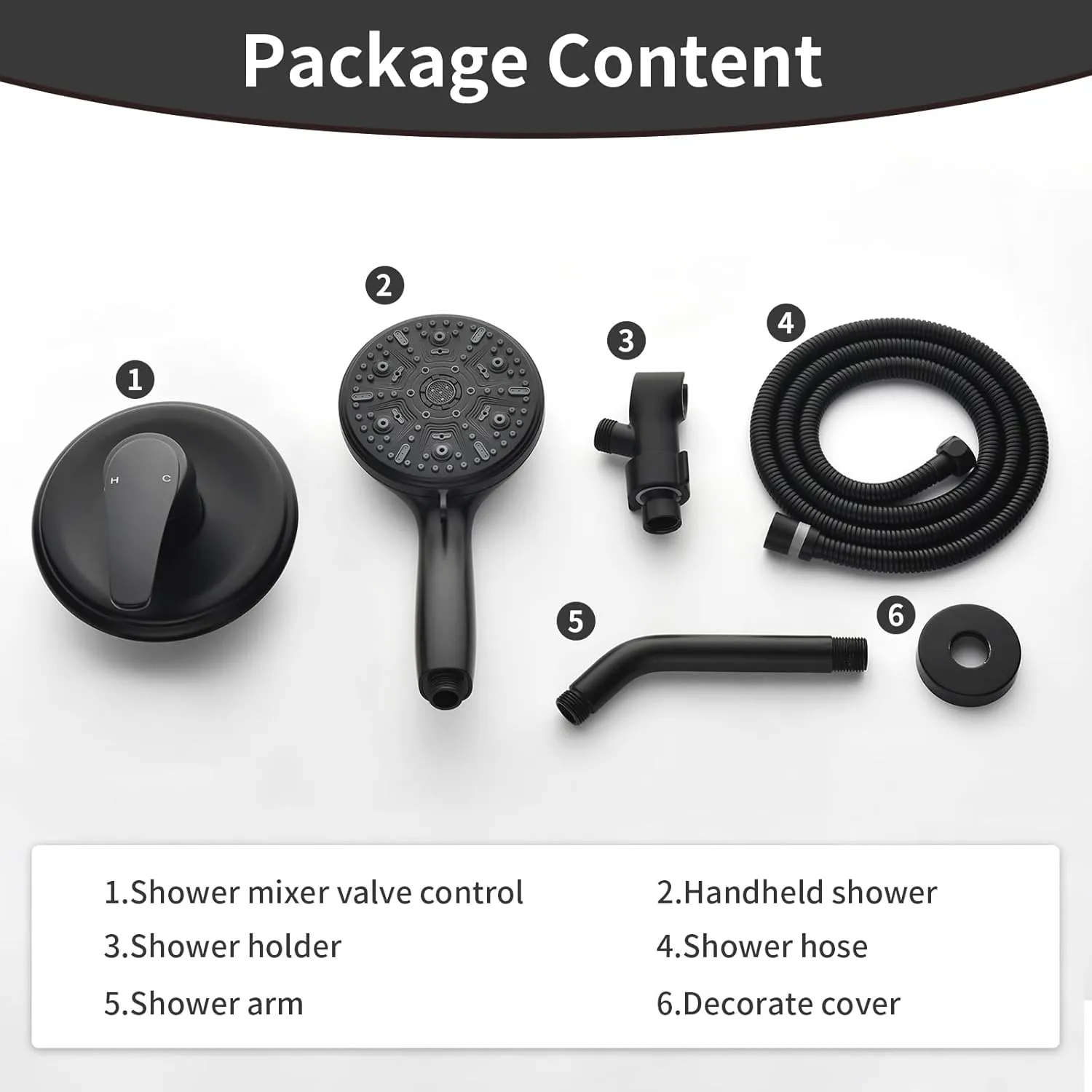 Single-Handle Shower Faucet Set Shower Kit with Valve Shower Trim Kit with 10 Spray Handheld Shower Head System Shower Valve and Trim Kit Matte Black Shower Fixtures