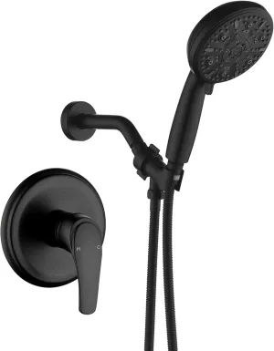 Single-Handle Shower Faucet Set Shower Kit with Valve Shower Trim Kit with 10 Spray Handheld Shower Head System Shower Valve and Trim Kit Matte Black Shower Fixtures