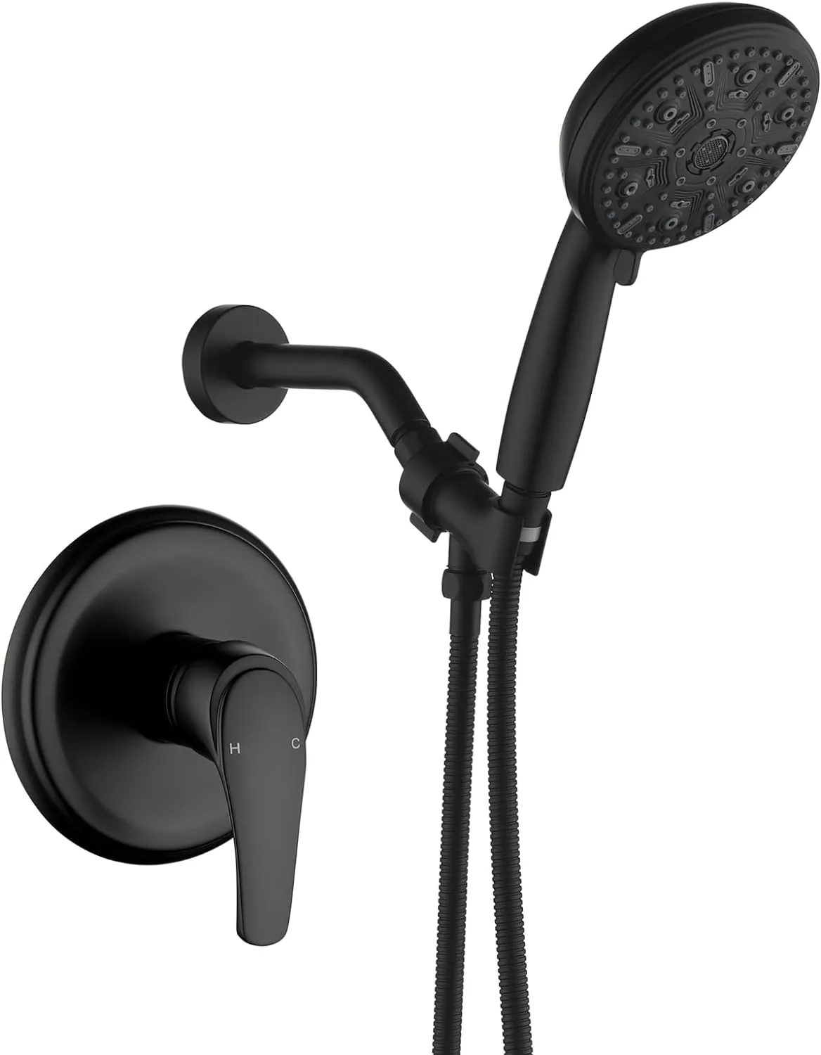 Single-Handle Shower Faucet Set Shower Kit with Valve Shower Trim Kit with 10 Spray Handheld Shower Head System Shower Valve and Trim Kit Matte Black Shower Fixtures