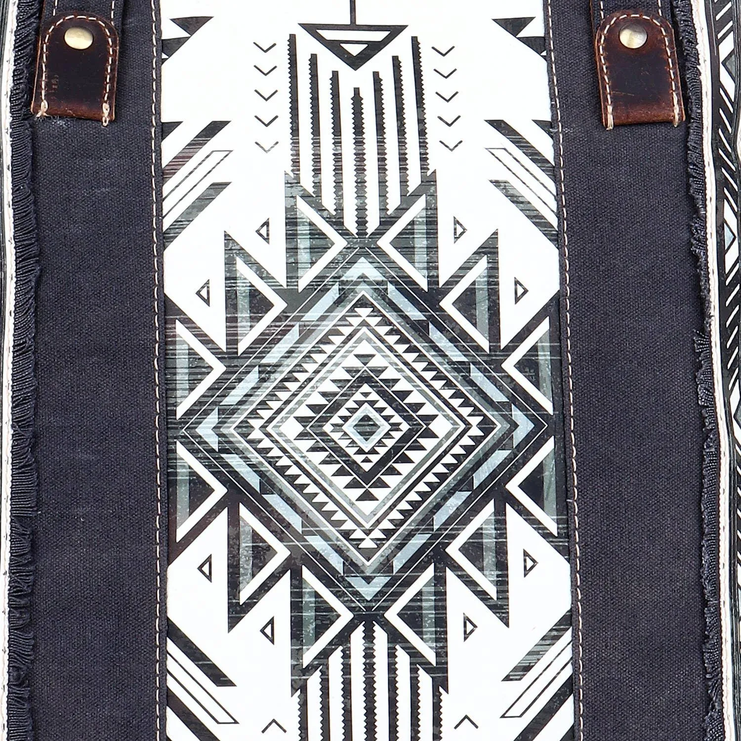 Sixtease Bags - Canvas & Leather Women's Tote Bag - Black/White