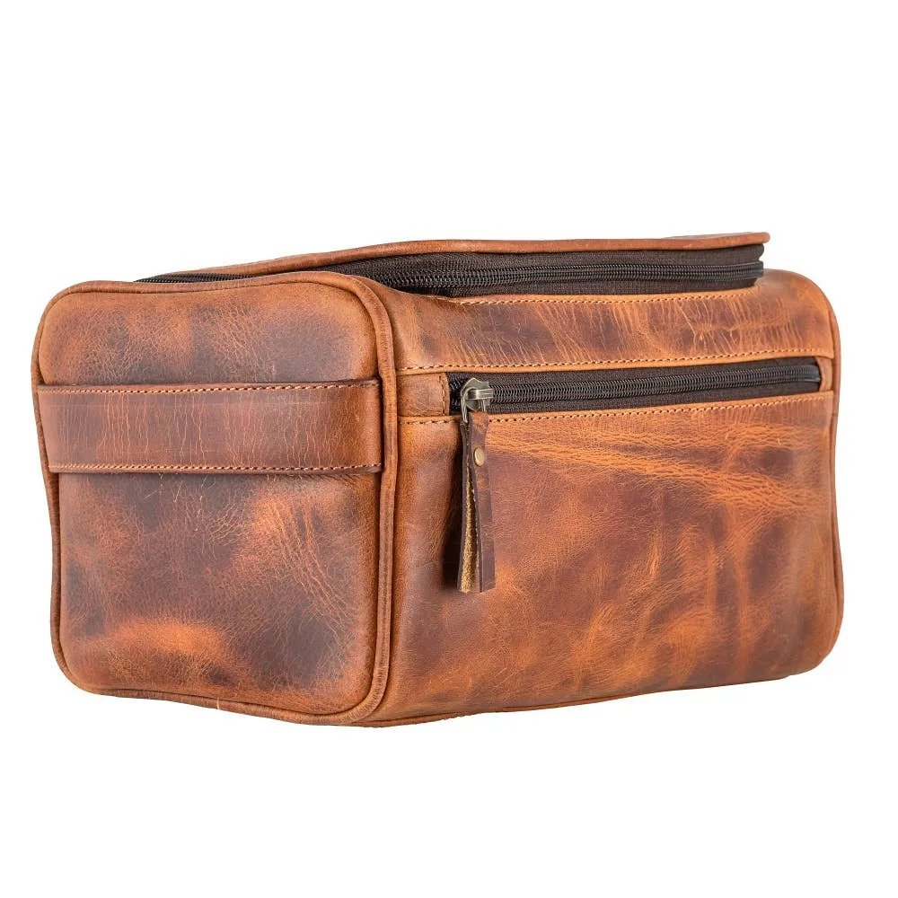 Sixtease Bags - Genuine Leather  Unisex Shaving Kit - Rustic Tan