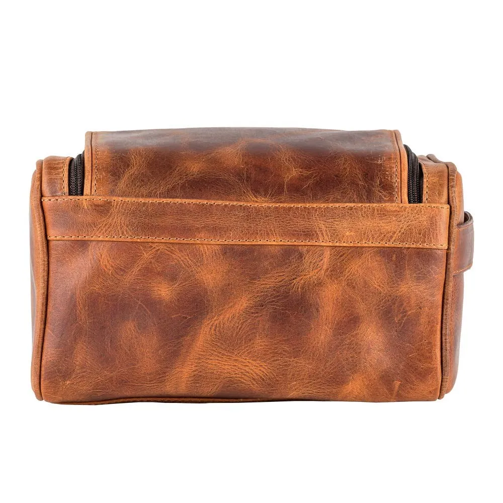 Sixtease Bags - Genuine Leather  Unisex Shaving Kit - Rustic Tan