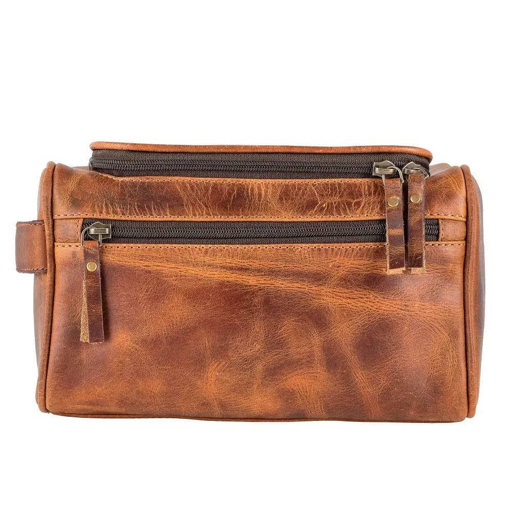 Sixtease Bags - Genuine Leather  Unisex Shaving Kit - Rustic Tan