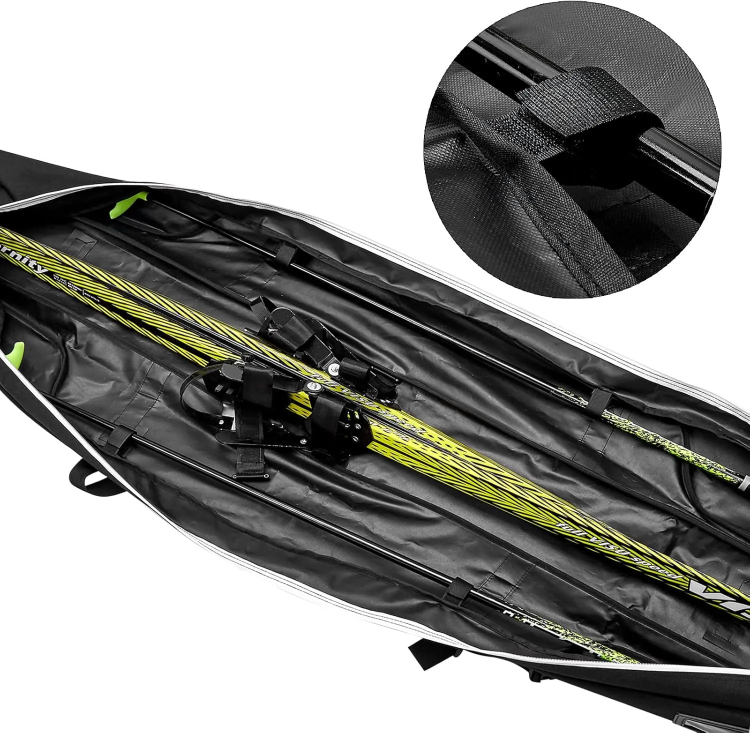 Ski Bag,Single Ski Bags for Air Travel,Ski Bag with Separate Pole Slot,Ski Travel Bag for Snow Gear, Poles and Accessories