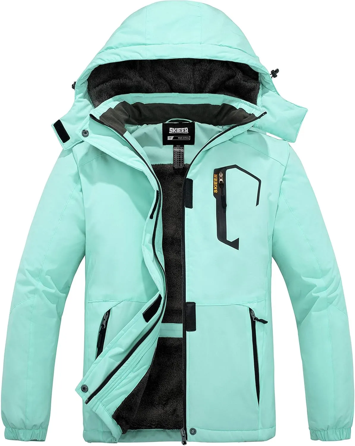 Skieer Women's Waterproof Ski Jacket Warm Winter Coat Fleece Snowboarding Coat
