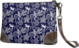 Small Clutch Purses for Women - Exotic Gecko Lizard White Leather Wristlet Wallets for Women with Wrist Strap