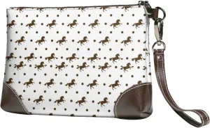 Small Clutch Purses for Women - Modern Minimalist Horse And Dots Leather Wristlet Wallets for Women with Wrist Strap