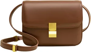 Small Crossbody Bag for Women Trendy Shoulder Bag PU Leather Square Crossbody Shoulder Purse Flap Satchel Handbag