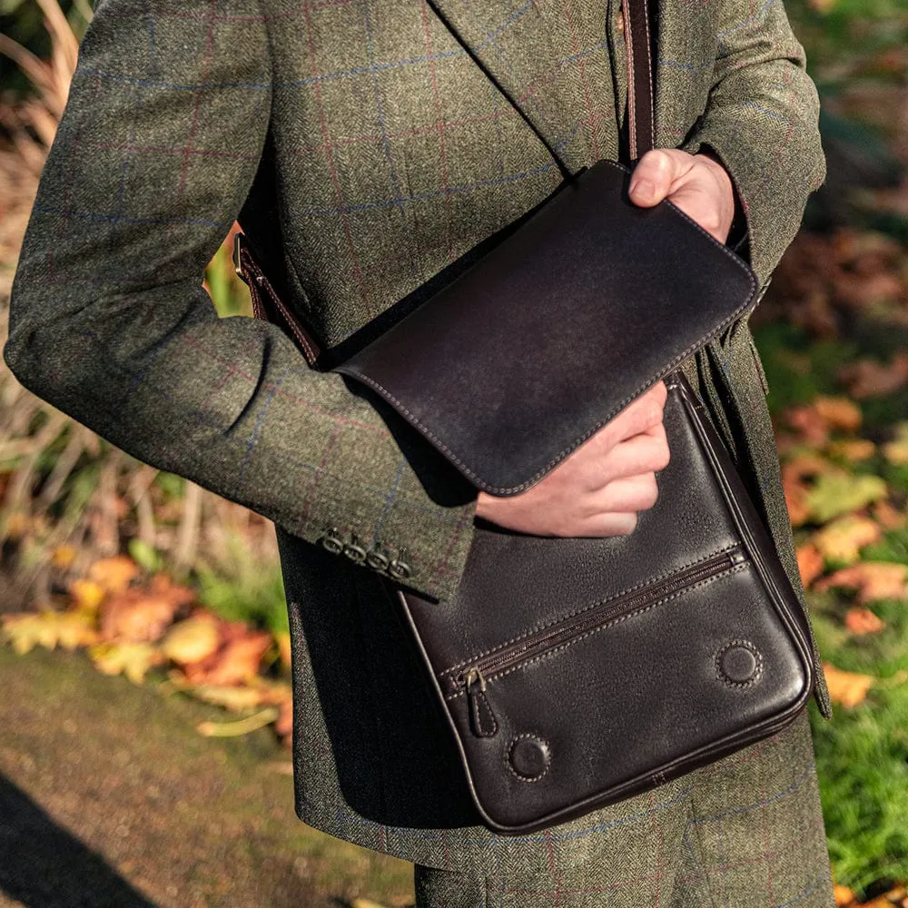 Small Leather Messenger Bag - Brown