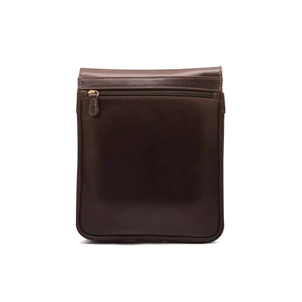 Small Leather Messenger Bag - Brown