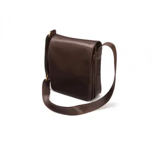 Small Leather Messenger Bag - Brown