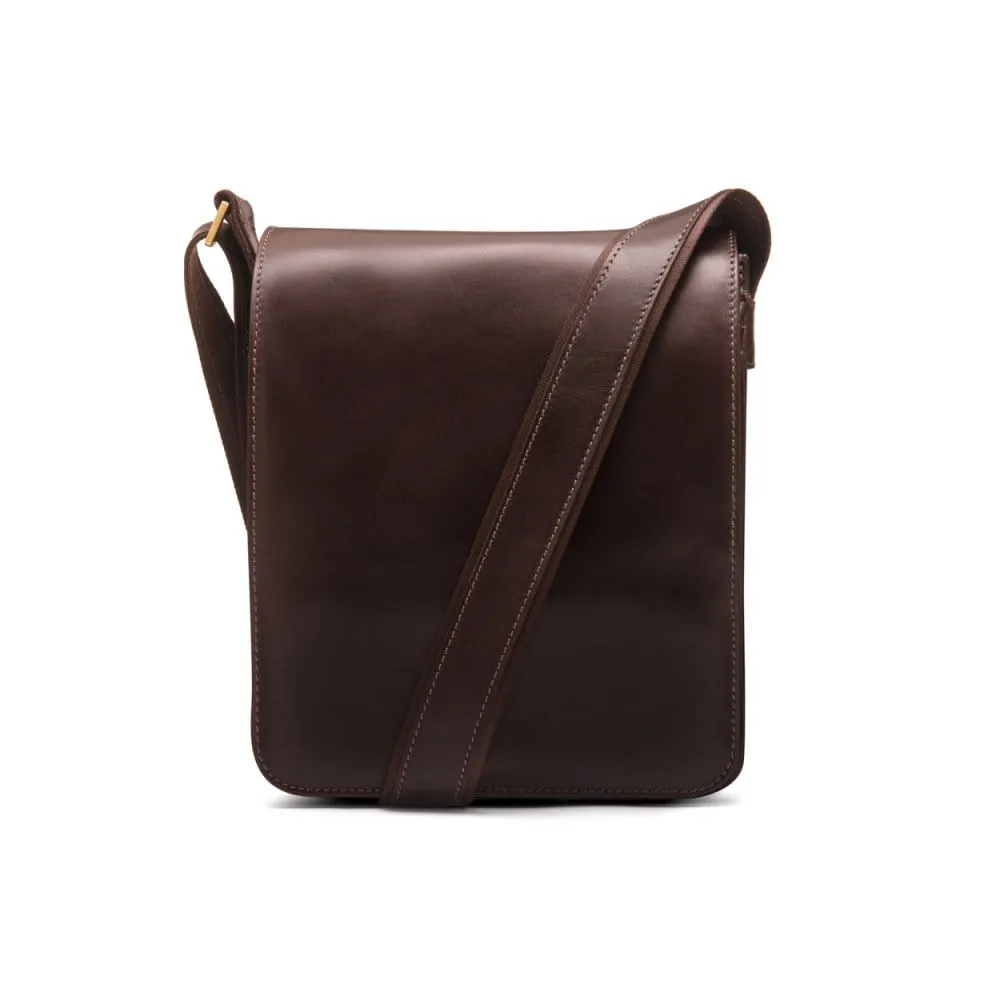 Small Leather Messenger Bag - Brown
