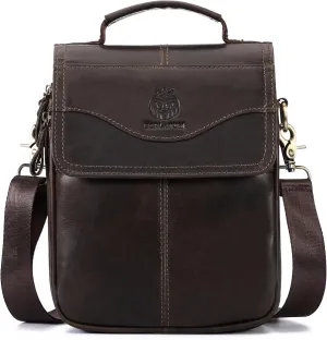 Small Leather Messenger Bag for Men Genuine Leather Crossbody Shoulder Bag Men Purse Man Bag with Multiple Pockets