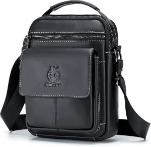 Small Leather Messenger Bag for Men, Men's Shoulder Bag, Small Leather Man Bag Crossbody, Man Purse Casual Handbag