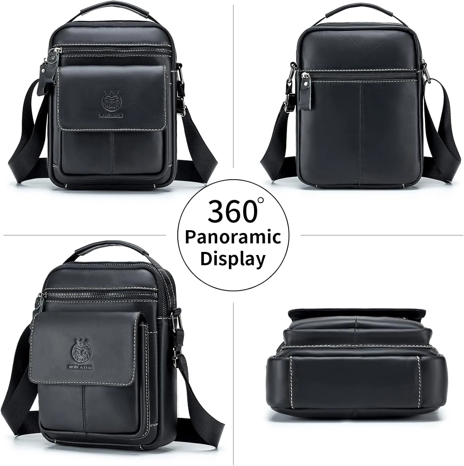 Small Leather Messenger Bag for Men, Men's Shoulder Bag, Small Leather Man Bag Crossbody, Man Purse Casual Handbag