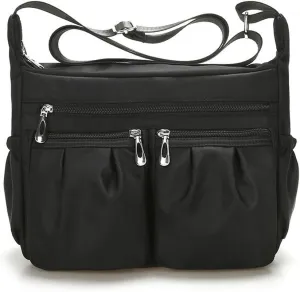 Small Messenger Bag, Nylon Waterproof Shoulder Bag Lightweight Travel Organizer Bag Multi-Pocket Purse for Women