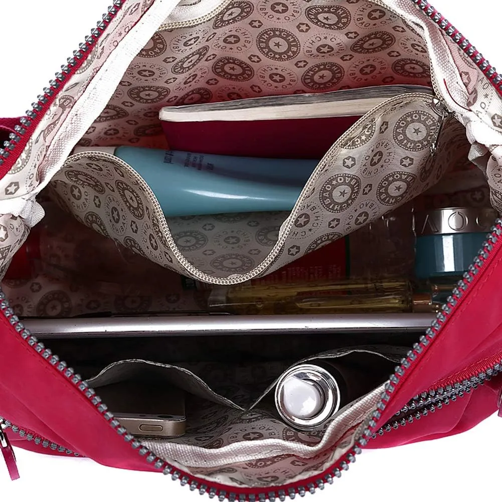 Small Messenger Bag, Nylon Waterproof Shoulder Bag Lightweight Travel Organizer Bag Multi-Pocket Purse for Women