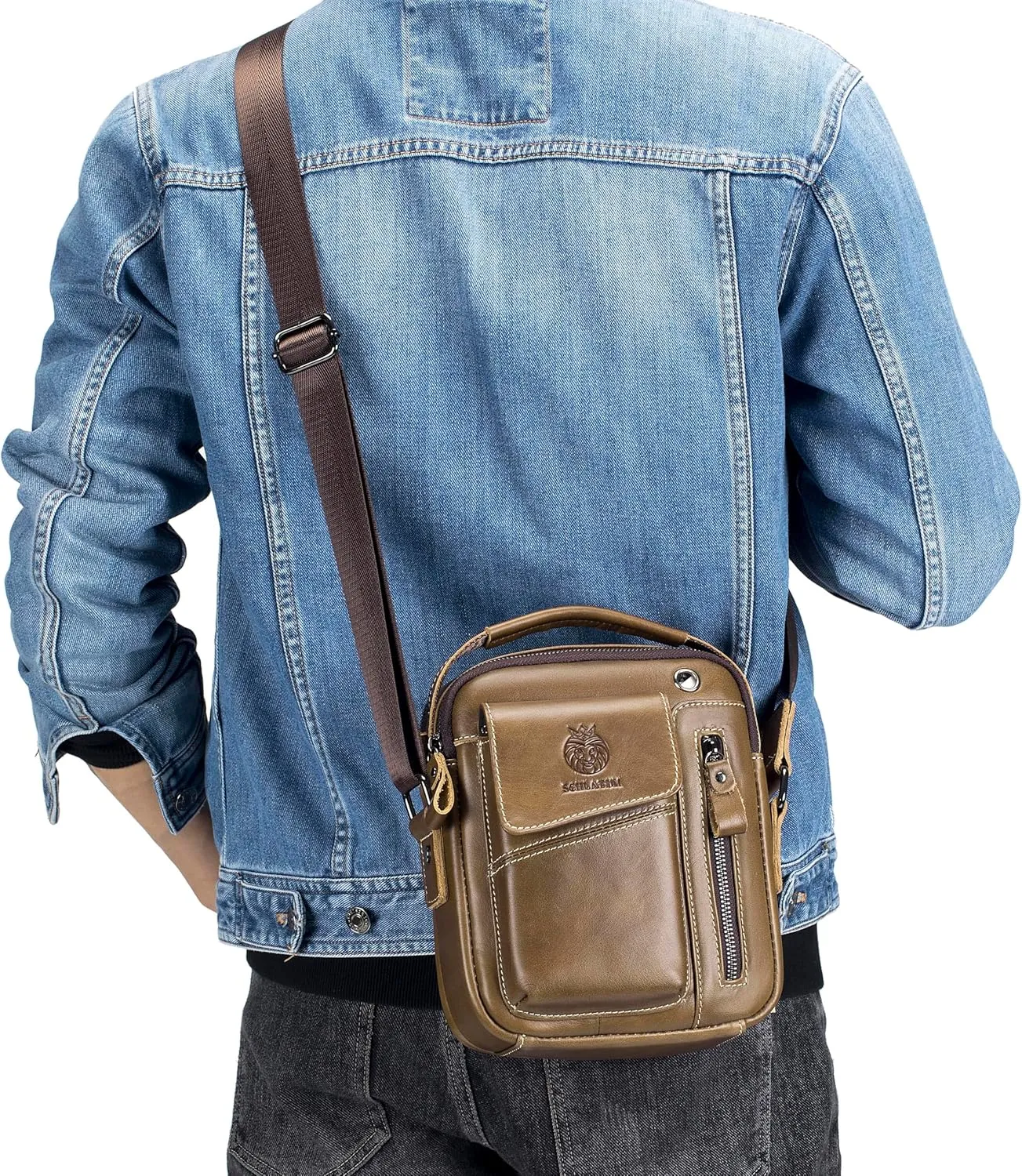 Small Shoulder Bag for Men Genuine Leather Crossbody Messenger Bag Man Purse Casual Handbag
