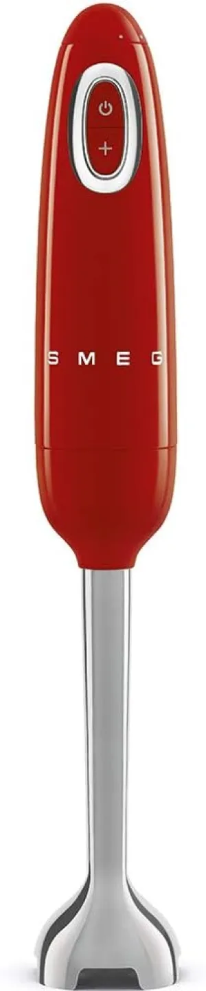 SMEG Handheld Immersion Blender 5 Speeds with Turbo Boost Stainless Steel Blades Nonslip Ergonomic Handle HBF11RDUS, Red