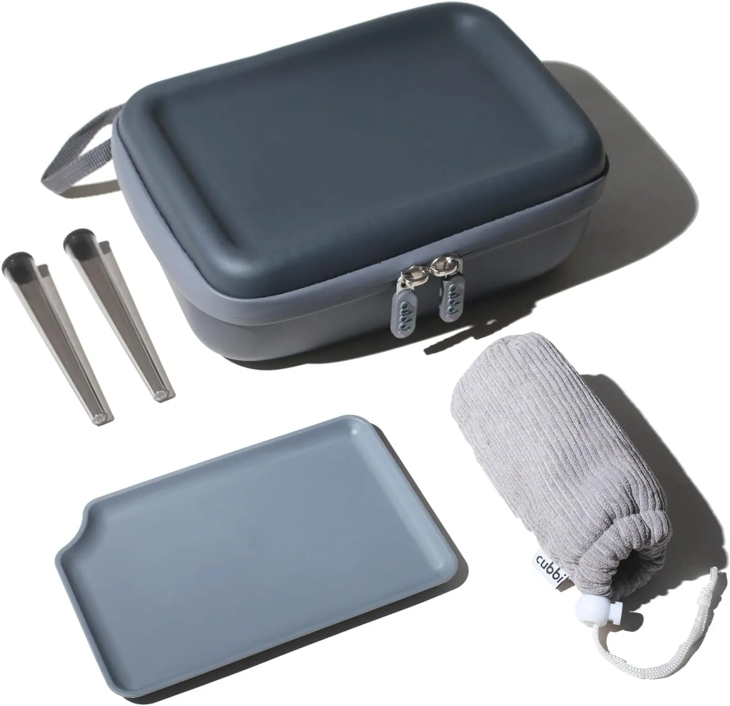 Smell Proof Bag and Organizer - Includes Tray and Accessories - Odor Proof Travel Storage Case and Medicine Lock Box - Great Gift - Cubbi Go (Grey)