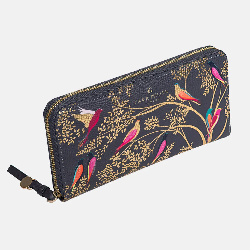 Smokey Blue Birds Large Zip Purse