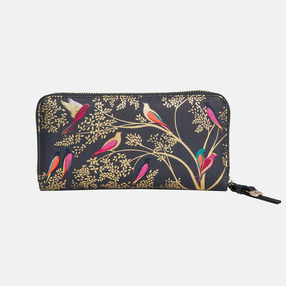 Smokey Blue Birds Large Zip Purse