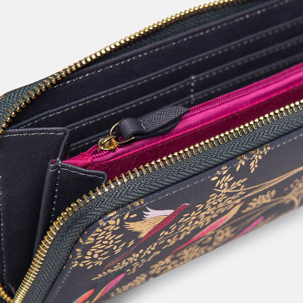 Smokey Blue Birds Large Zip Purse