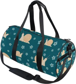 Snails and Flowers Cute Duffle Bag for Women Men Sports Gym Fitness Bag Travel Workout Gymnastics Dance