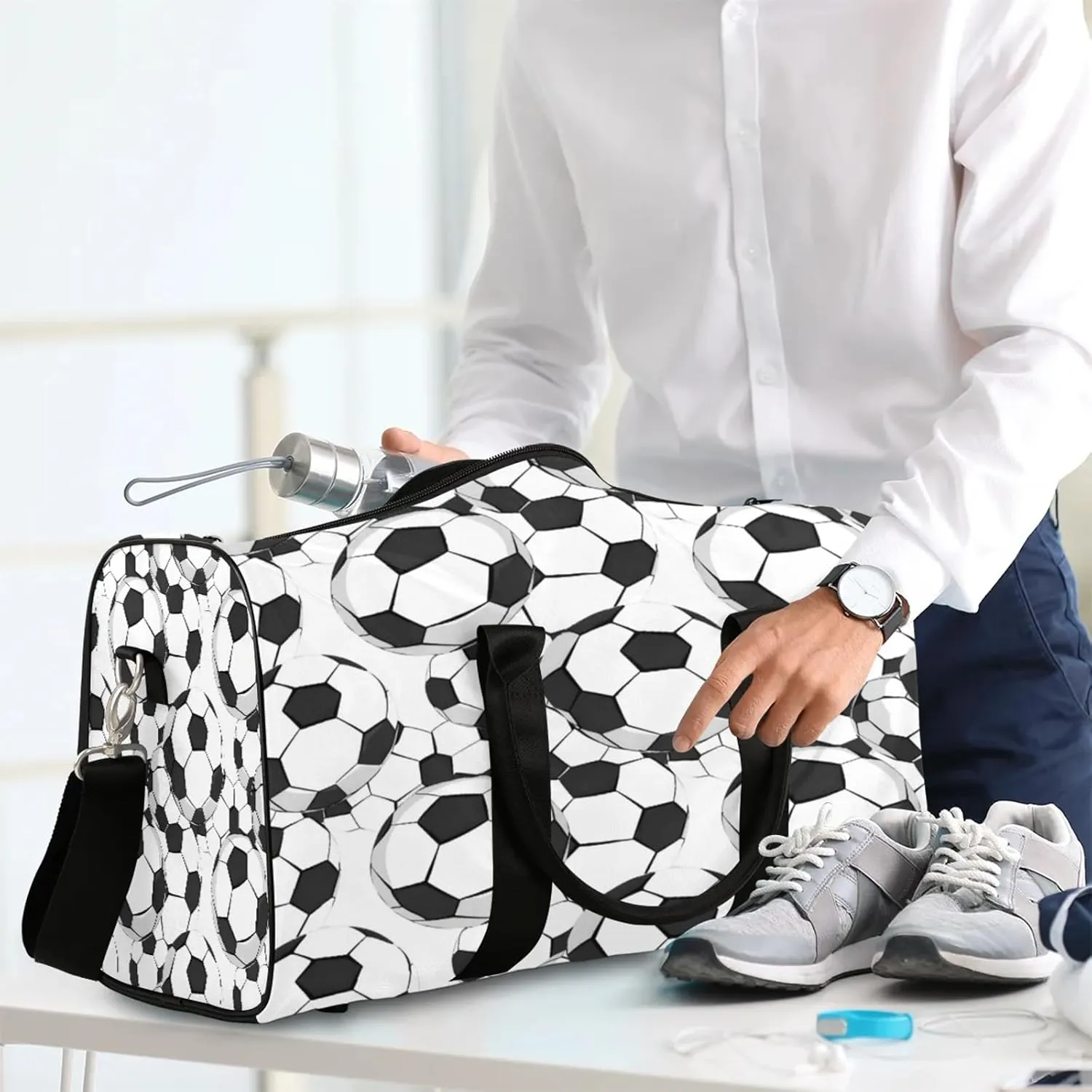 Soccer Ball Football Travel Bag for Men Women, Gym Duffle Bags for Travel, Carry On Luggage Bag, Weekender Overnight Workout Bags