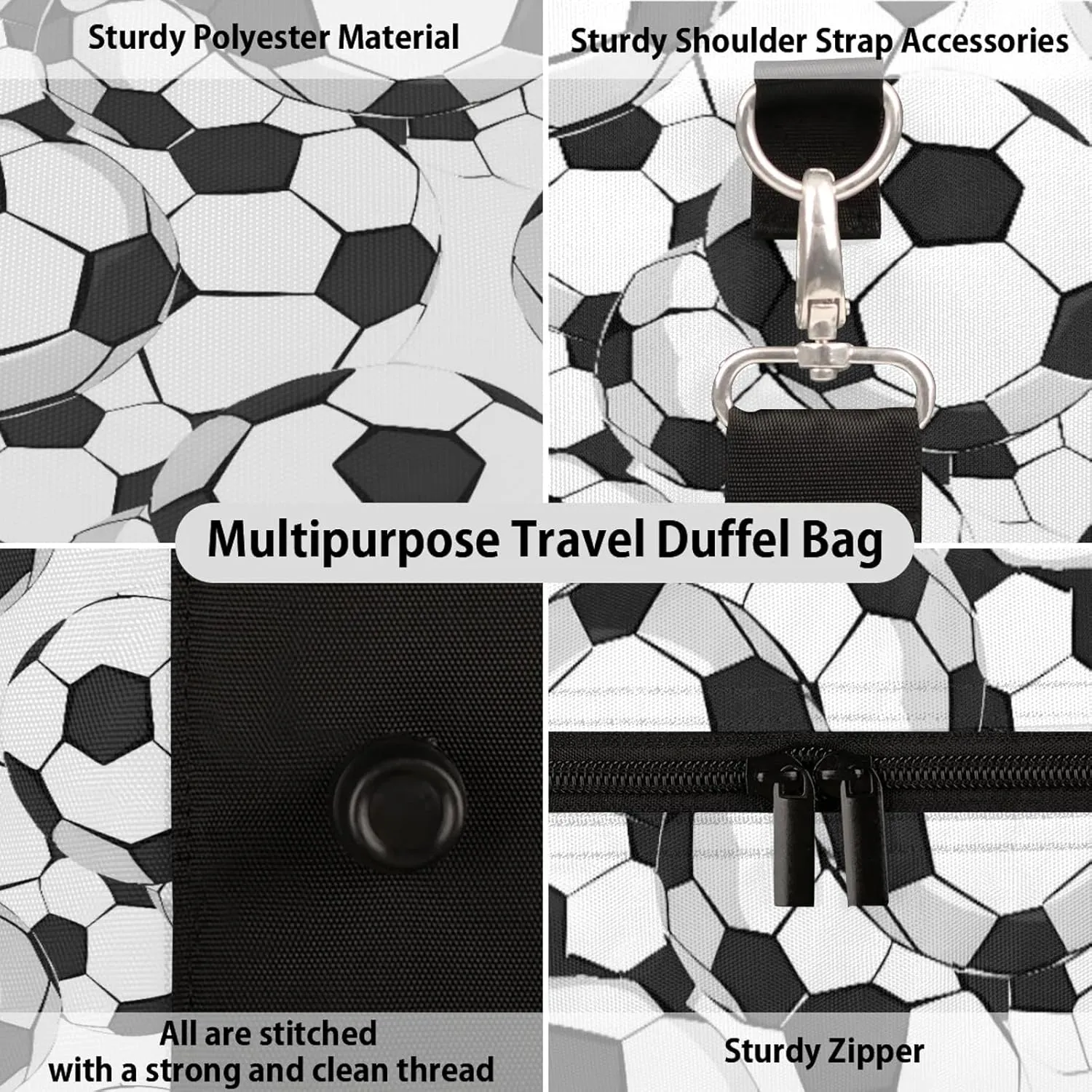 Soccer Ball Football Travel Bag for Men Women, Gym Duffle Bags for Travel, Carry On Luggage Bag, Weekender Overnight Workout Bags