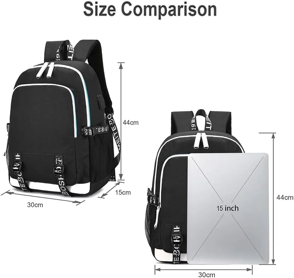 Soccer Player 7 Multifunction Sport Backpack Travel Laptop Football Fans Bag for Men Women (Black lines - 1)