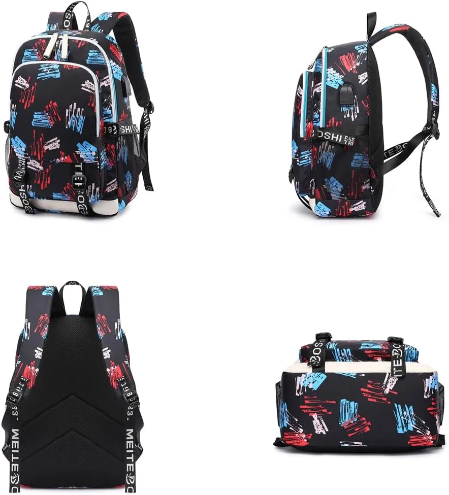 Soccer Player 7 Multifunction Sport Backpack Travel Laptop Football Fans Bag for Men Women (Black lines - 1)