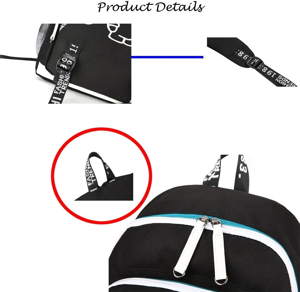Soccer Player 7 Multifunction Sport Backpack Travel Laptop Football Fans Bag for Men Women (Black lines - 1)