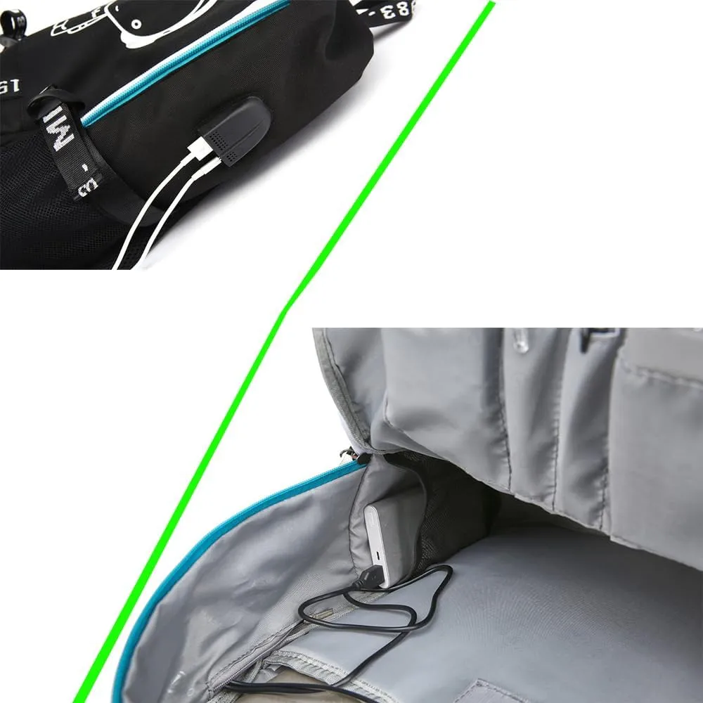 Soccer Player 7 Multifunction Sport Backpack Travel Laptop Football Fans Bag for Men Women (Black lines - 1)