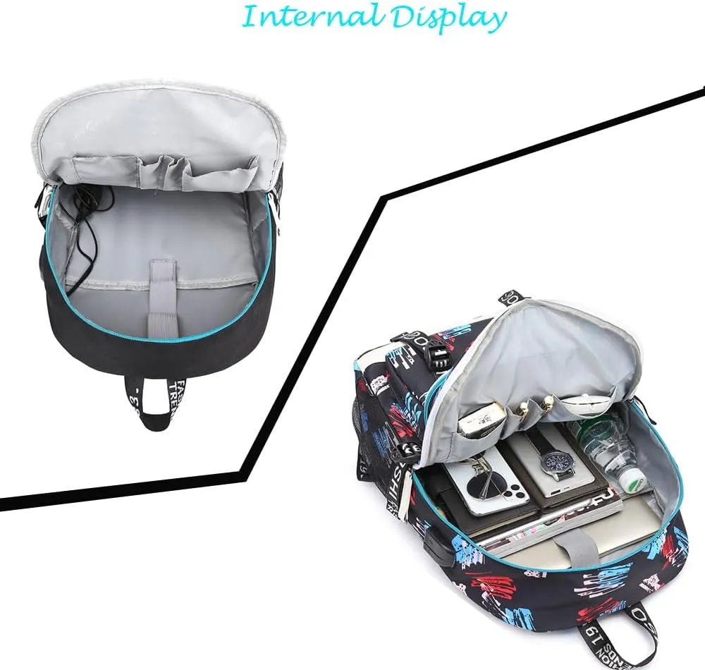 Soccer Player 7 Multifunction Sport Backpack Travel Laptop Football Fans Bag for Men Women (Black lines - 1)