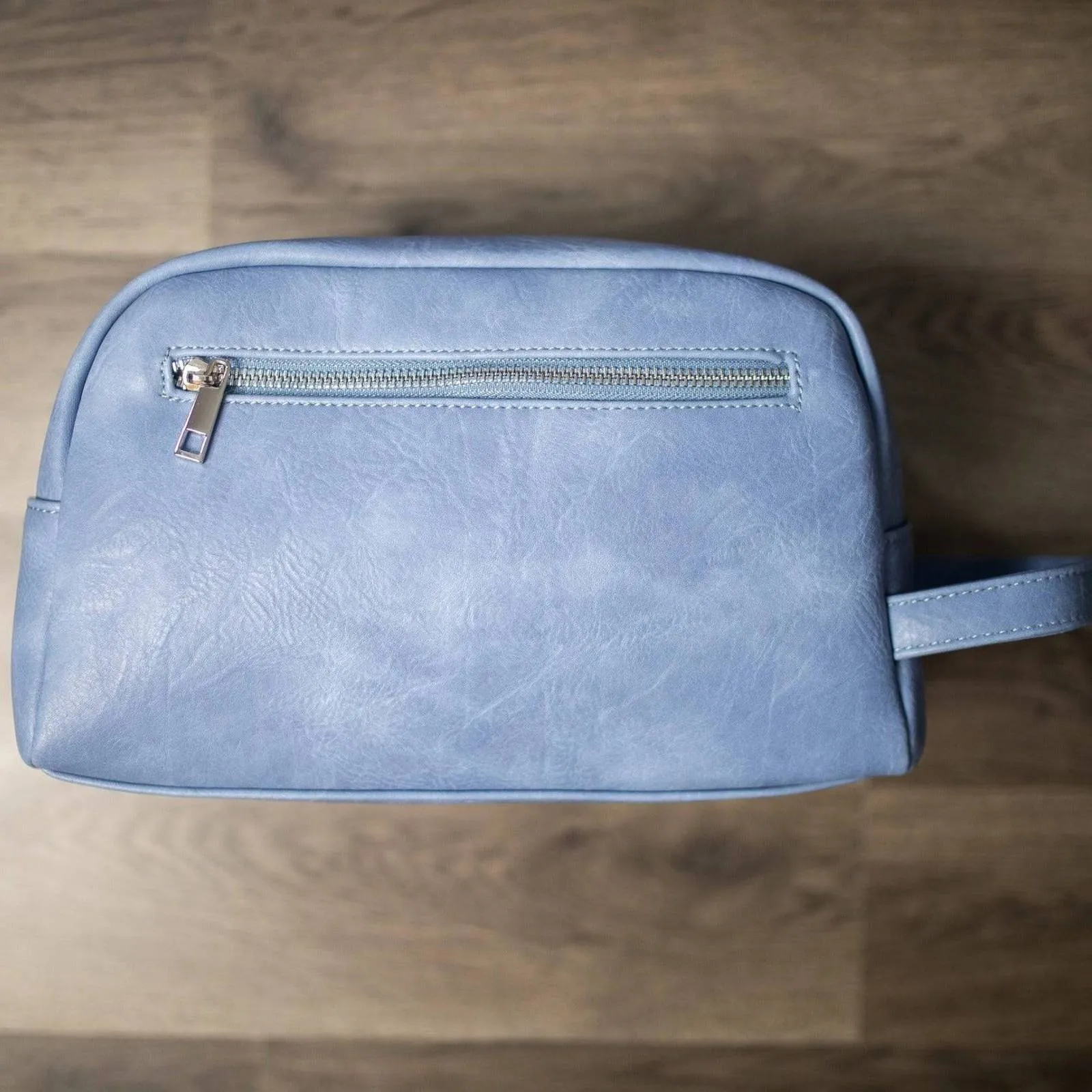 Sole Premise Baby Blue Leather Toiletry Bag