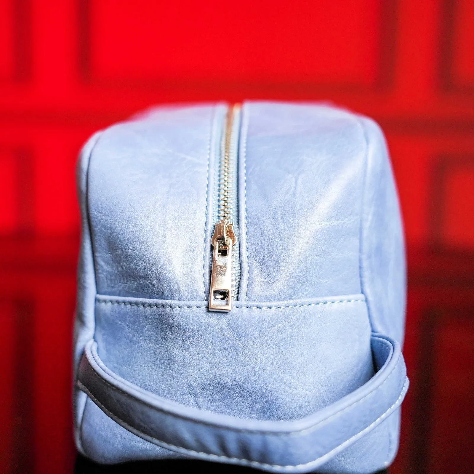Sole Premise Baby Blue Leather Toiletry Bag
