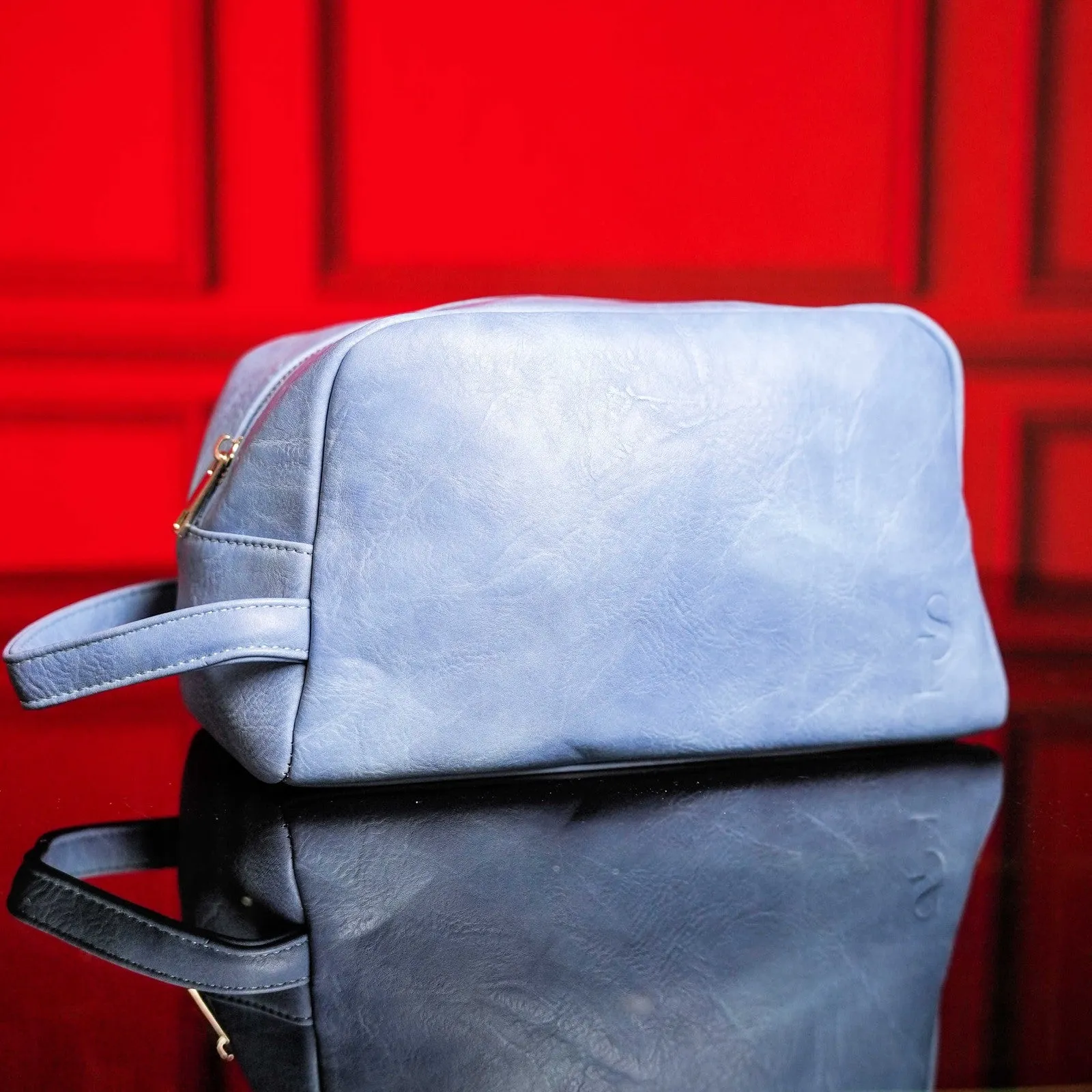 Sole Premise Baby Blue Leather Toiletry Bag