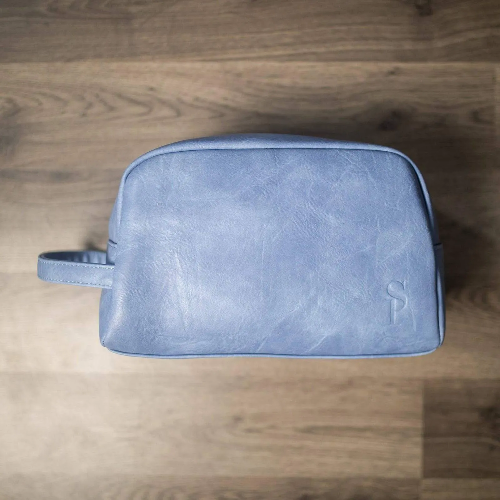 Sole Premise Baby Blue Leather Toiletry Bag