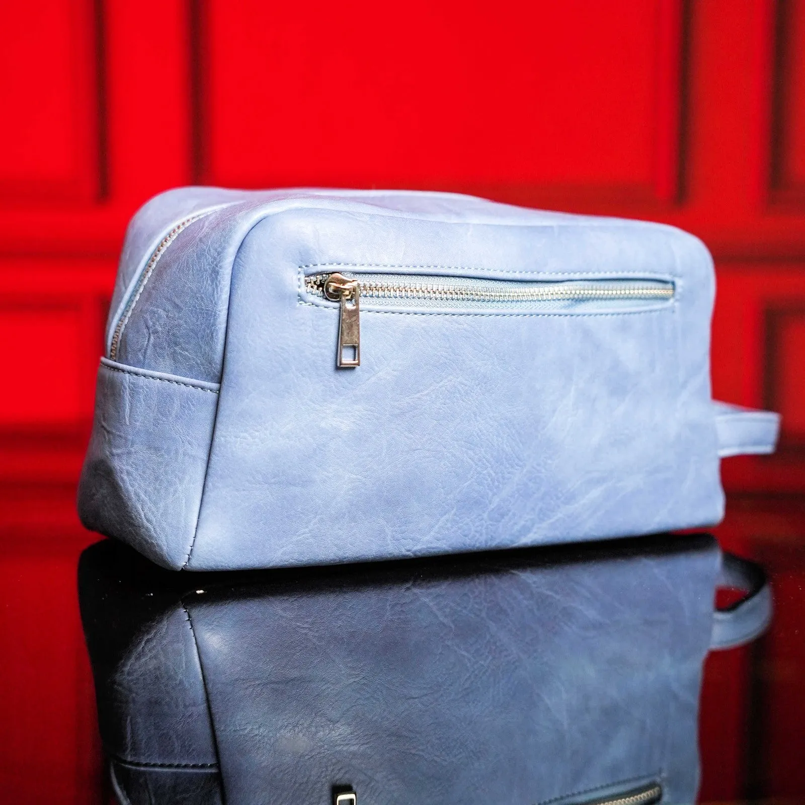 Sole Premise Baby Blue Leather Toiletry Bag