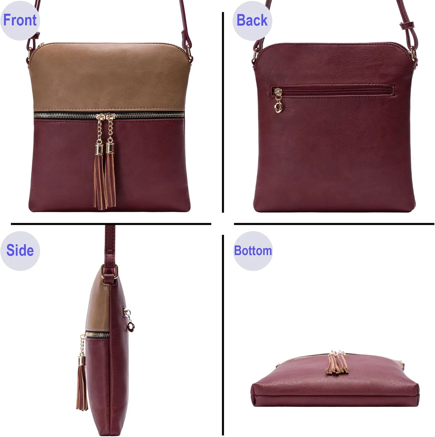 Solene Womens Lightweight Medium Crossbody Purse with Tassel, Perfect Size Crossbody Bags for Daily Use, travel