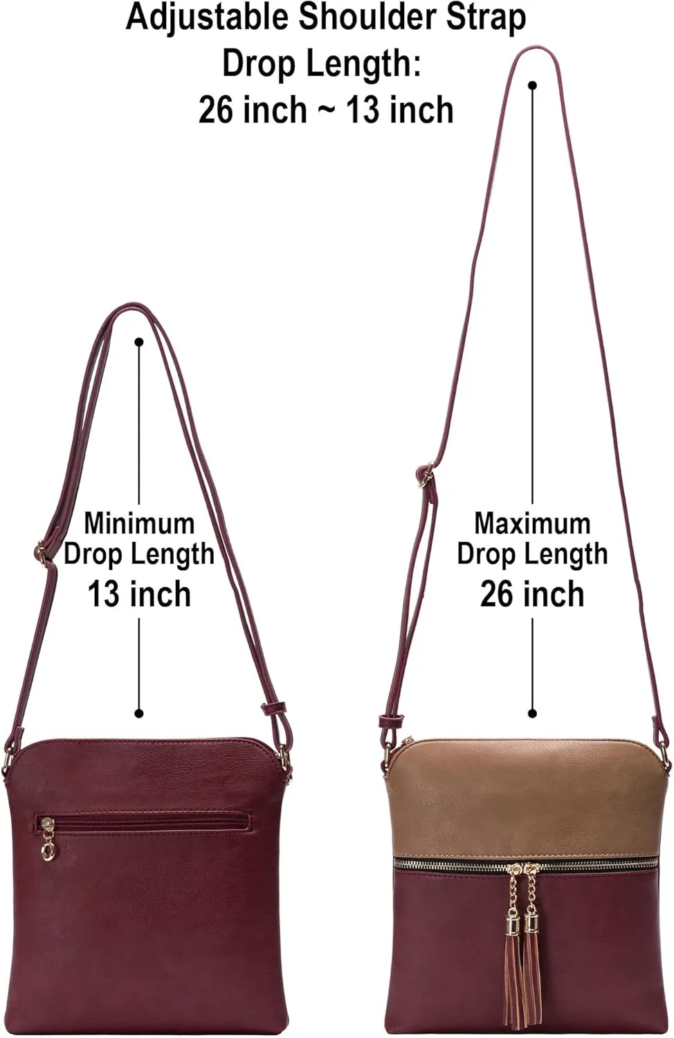 Solene Womens Lightweight Medium Crossbody Purse with Tassel, Perfect Size Crossbody Bags for Daily Use, travel
