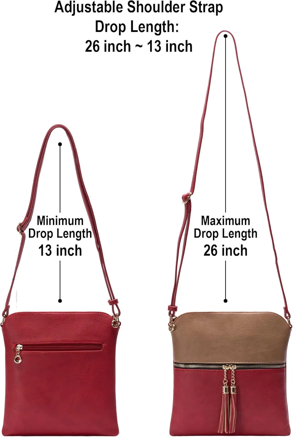 Solene Womens Lightweight Medium Crossbody Purse with Tassel, Perfect Size Crossbody Bags for Daily Use, travel