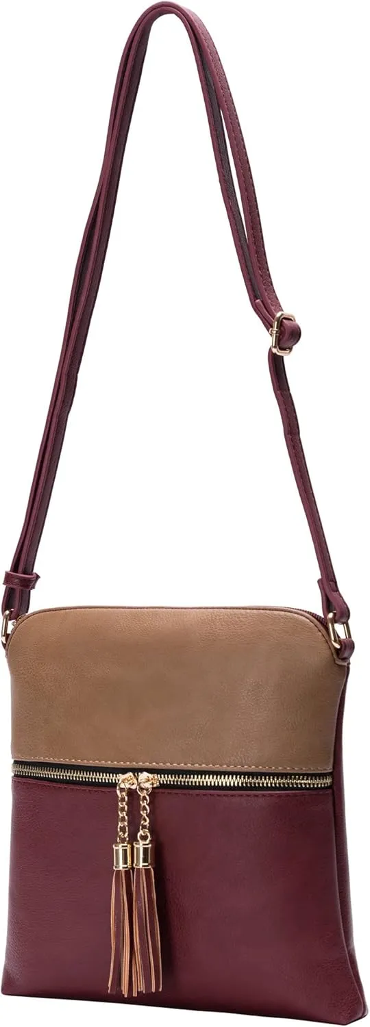 Solene Womens Lightweight Medium Crossbody Purse with Tassel, Perfect Size Crossbody Bags for Daily Use, travel