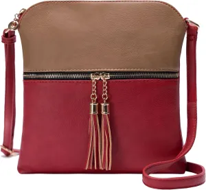 Solene Womens Lightweight Medium Crossbody Purse with Tassel, Perfect Size Crossbody Bags for Daily Use, travel