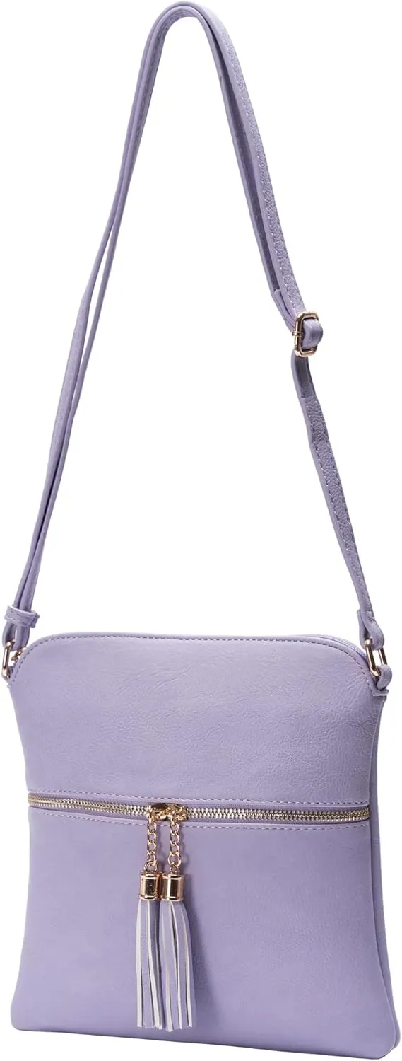 Solene Womens Lightweight Medium Crossbody Purse with Tassel, Perfect Size Crossbody Bags for Daily Use, travel