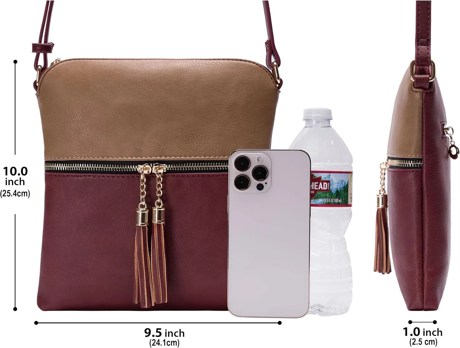 Solene Womens Lightweight Medium Crossbody Purse with Tassel, Perfect Size Crossbody Bags for Daily Use, travel